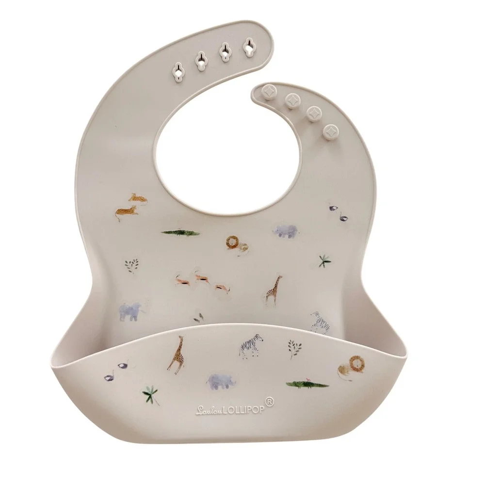 Loulou LOLLIPOP Cloud Island Silicone Bibs Baby‎ Multicolor Rainbow Bunny Safari